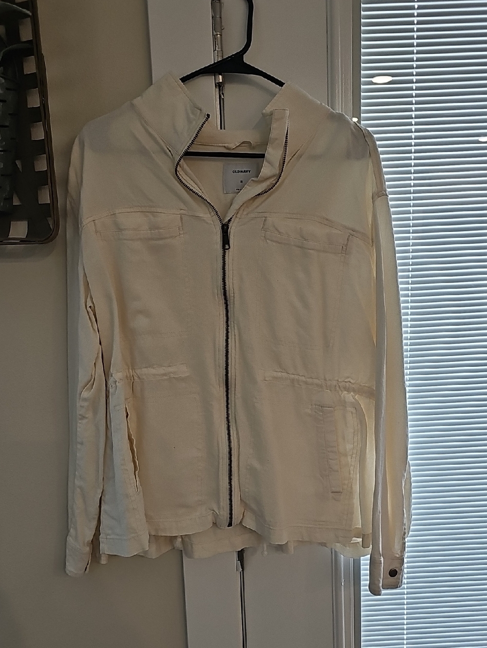 Old Navy Cream Zip-Front Utility Jacket